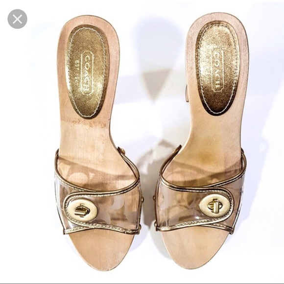 COACH Gold Toned Clog Heel Women's Shoe. Size 8.5 - Picture 1 of 8